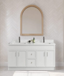 Tesoro 60″ Double Sink Slim Shaker Bathroom Vanity With Quartz Countertop (MDF)